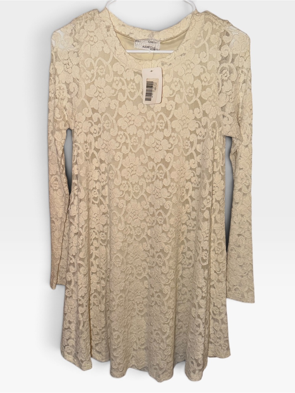 NWT:AUDREY 3+1 CREAM LACE FLARED MNI DRESS